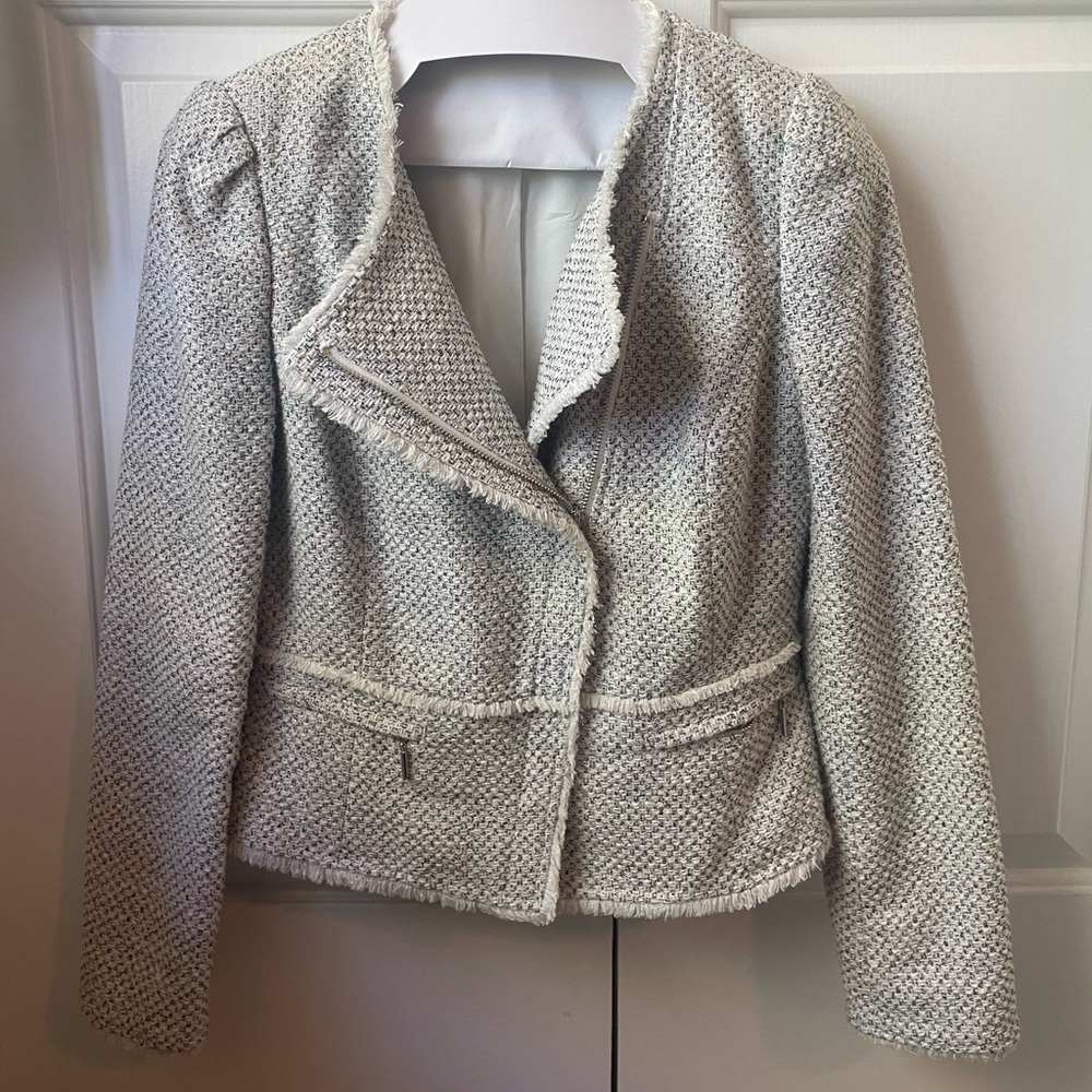 White House Black Market Ivory Tweed Jacket